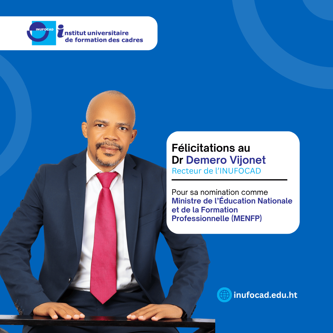 Félicitations au Dr Vijonet Déméro — Ministre de l'Éducation Nationale
